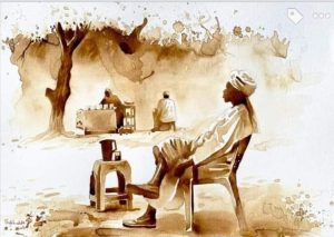 رسمة بالقهوة للفنان السوداني صالح عبده